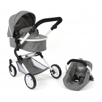 3-in-1 Kombi-Puppenwagen Lia Jeans grey