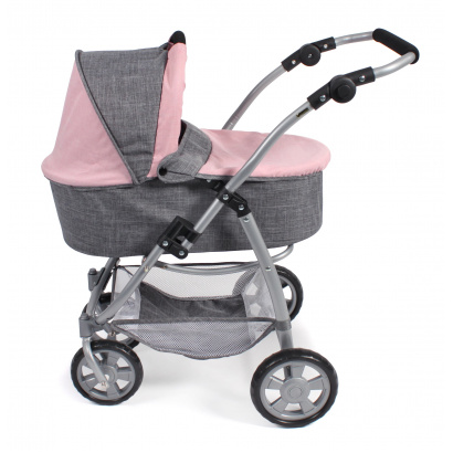 Kombi-Puppenwagen 3 in 1 EMOTION ALL IN Melange grau-rosa