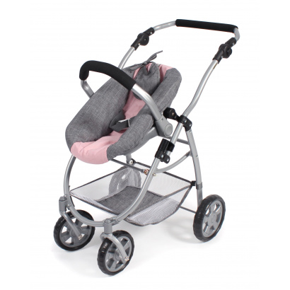 Kombi-Puppenwagen 3 in 1 EMOTION ALL IN Melange grau-rosa