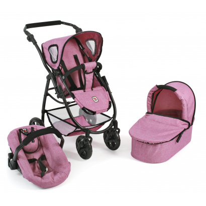 Kombi-Puppenwagen 3 in 1 EMOTION ALL IN Jeans pink