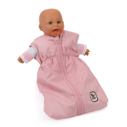 Puppen-Schlafsack Melange grau-rosa